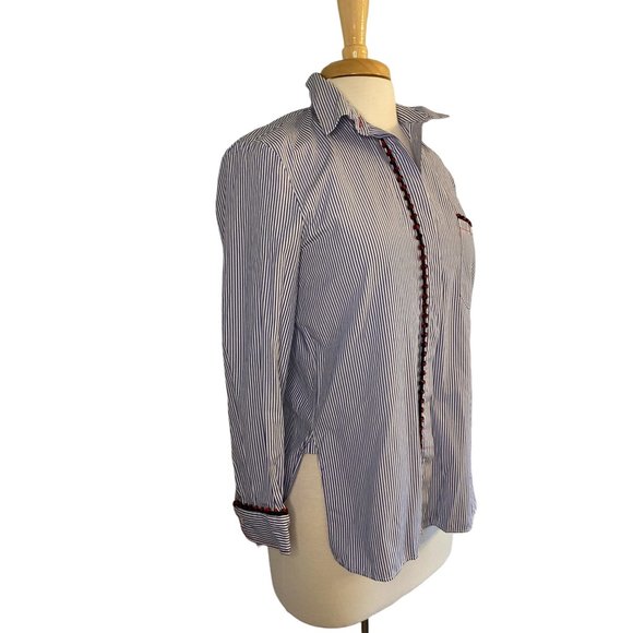 Zara Blue White Striped Button Up Women's S - Picture 2 of 11